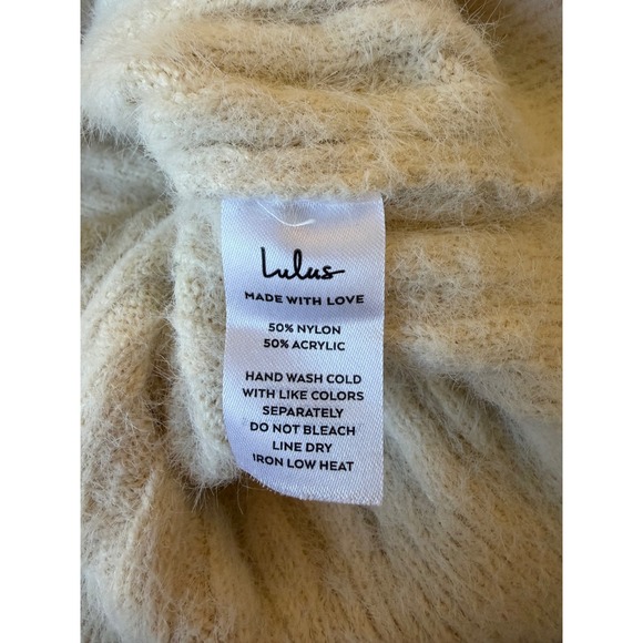 Lulus Cream Fuzzy Ribbed Knit Scoop Neck Cropped Tank Top Small Ivory Sleeveless - Picture 4 of 4